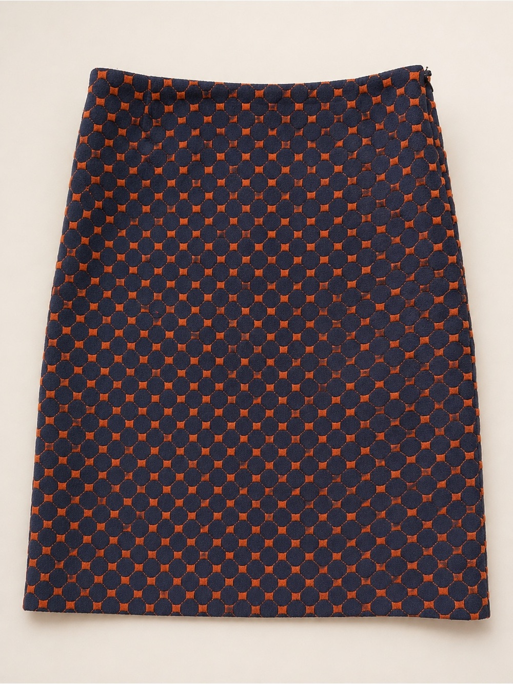 TOCCA Wool Geometric Pencil Skirt Size 4 Navy Orange Made in USA